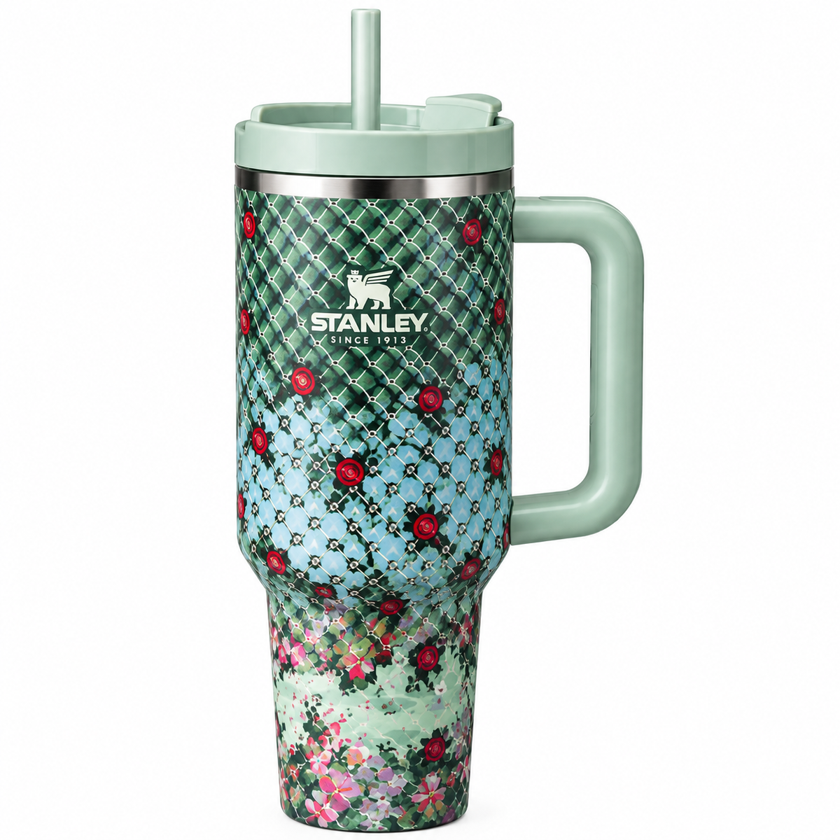 40oz floral print insulated tumbler with handle